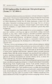 XVIII Og&oacute;lnopolska Konferencja Chiropterologiczna (Toruń, 5-7 XI 2004 r.)