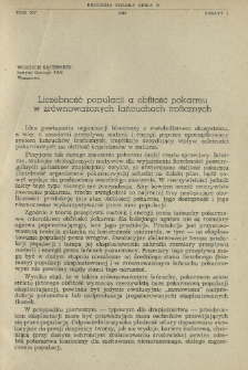 Liczebność populacji a obfitość pokarmu w zr&oacute;wnoważonych łańcuchach troficznych