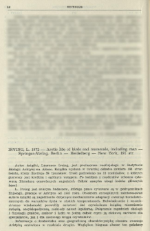 Irving, L. 1972 - Arctic life of birds and mammals, including man - Springer-Verlag, Berlin-Heidelberg-New York, 191 str.