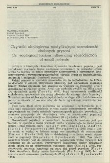 Czynniki ekologiczne modyfikujące rozrodczość drobnych gryzoni