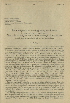 Rola migracji w ekologicznej strukturze i organizacji populacji