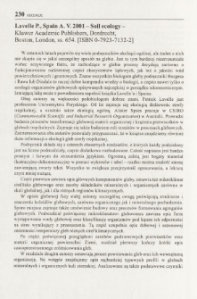 Lavelle P., Spain A. V. 2001 - Soil ecology - Kluwer Academic Publishers, Dordrecht, Boston, London, ss. 654. [ISBN 0-7923-7132-2]