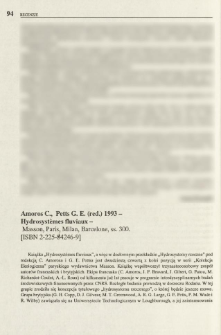 Amoros C., Petts G. E. (red.) 1993 - Hydrosystemes fluviaux - Masson, Paris, Milan, Barcelone, ss. 300. [ISBN 2-225-84246-9]