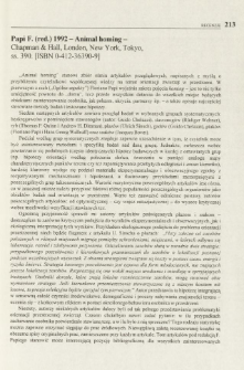 Papi F. (red.) 1992 - Animal homing - Chapman & Hall, London, New York, Tokyo, ss. 390. [ISBN 0-412-36390-9]