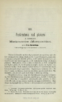 Postrzeżenia nad ptakami z rodziny Maskonur&oacute;w (Mormonidae)