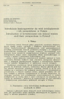 Introdukcje bezkręgowc&oacute;w do w&oacute;d śr&oacute;dlądowych i ich perspektywy w Polsce
