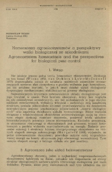 Homeostaza agroekosystem&oacute;w a perspektywy walki biologicznej ze szkodnikami