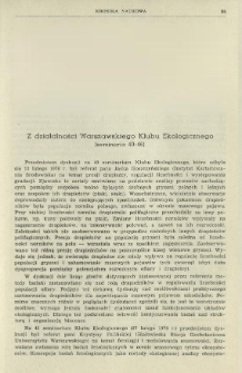 Z działalności Warszawskiego Klubu Ekologicznego (seminaria 40-46)