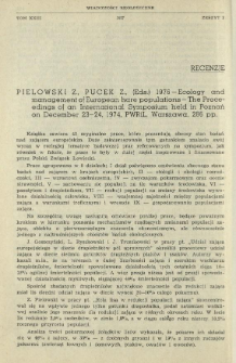 Pielowski Z., Pucek Z. (Eds.), 1976 - Ecology and management of European hare populations - The Proceedings of an International Symposium held in Poznań on December 23-24, 1974, PWRiL, Warszawa, 286 pp.