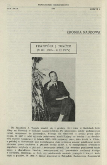 Franti&scaron;ek J. Turček (3 XII 1915 - 4III 1977)