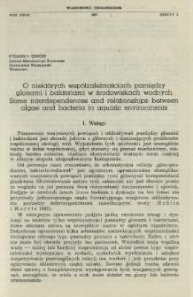 O niekt&oacute;rych wsp&oacute;łzależnościach pomiędzy glonami i bakteriami w środowiskach wodnych