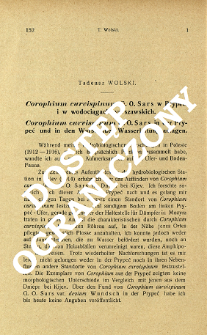 Corophium curvispinum G. O. Sars w Prypeci i w wodociągach warszawskich = Corophium curvispinum G. O. Sars in der Prypeć und in den Warschauer Wasserleitungsanlagen