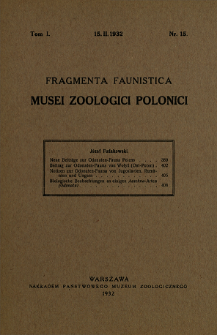Fragmenta Faunistica Musei Zoologici Polonici ; t. 1 nr 15
