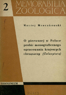 O pierwszej w Polsce pr&oacute;bie monograficznego opracowania krajowych chrząszczy (Coleoptera)