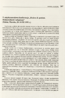 5. międzynarodowa konferencja "Rodens & spatium. Różnorodność i adaptacje" (Rabat, Maroko, 20-24 III 1995 r.)