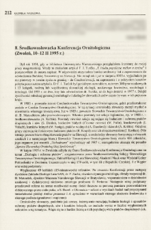 8. Środkowosłowacka Konferencja Ornitologiczna (Zwoleń, 10-12 II 1995 r.)