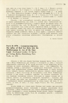 Por F. D. 1978 - Lessepsian migration. The influx of Red Sea biota into the Mediterranean by way of the Suez Canal - Ecological studies 23, Springer-Verlag, Berlin, Heidelberg, New York, ss. 228