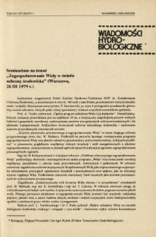 Seminarium na temat "Zagospodarowanie Wisły w świetle ochrony środowiska" (Warszawa, 26 III 1979 r.)