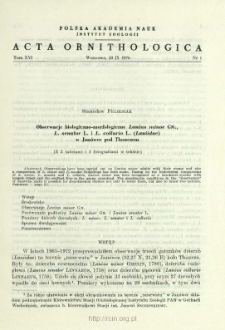 Obserwacje biologiczno-morfologiczne Lanius minor Gm., L. senator L. i L. collurio L. (Laniidae) w Janówce pod Tłuszczem