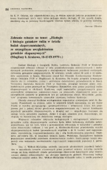 Zebranie robocze na temat "Ekologia i biologia gatunków roślin w świetle badań eksperymentalnych, ze szczególnym uwzględnieniem gatunków ekspansywnych" (Mogilany k. Krakowa, 11-13 IX 1979 r.)