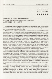 Andersson M. 1994 - Sexual selection - Princeton University Press, Princeton, New Jersy, ss. 599. [ISBN 0-691-00057-3]