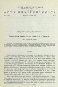 Pokarm piskląt szpaka, Sturnus vulgaris L. w Warszawie