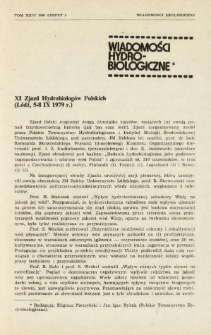 XI Zjazd Hydrobiologów Polskich (Łódź, 5-8 IX 1979 r.)