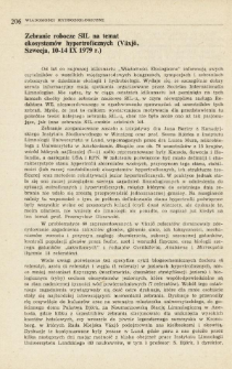 Zebranie robocze SIL na temat ekosystem&oacute;w hypertroficznych (V&auml;xj&ouml;, Szwecja, 10-14 IX 1979 r.)