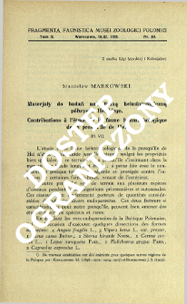 Contributions &agrave; l'&eacute;tude de la faune helminthologique de la presqu'&icirc;le de Hel = Materjały do badań nad fauną helminologiczną p&oacute;łwyspu Helskiego