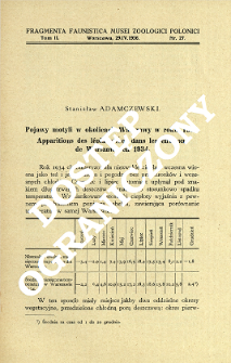 Pojawy motyli w okolicach Warszawy w roku 1934 = Apparitions des l&eacute;pidopt&egrave;res dans les environs de Warszawa en 1934