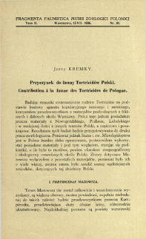 Przyczynek do fauny Tortricidów Polski = Contribution à la faune des Tortricides de Pologne