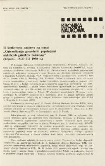 II konferencja naukowa na temat "Optymalizaja gospodarki populacjami niekt&oacute;rych gatunk&oacute;w zwierzyny" (Krynica, 18-20 III 1980 r.)