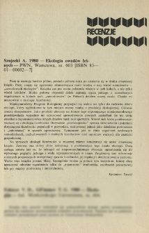 Szujecki A. 1980 - Ekologia owadów leśnych - PWN, Warszawa, ss. 603 [ISBN 83-01-00692-7]
