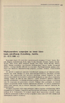 Miedzynarodowe sympozjum na temat kierowania eutrofizacją (Laxenburg, Austria, 12-15 X 1981 r.)