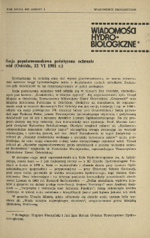 Sesja popularnonaukowa poświęcona ochronie w&oacute;d (Ostr&oacute;da, 12 VI 1981 r.)