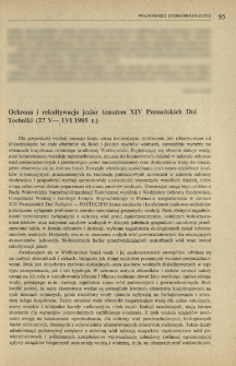 Ochrona i rekultywacja jezior tematem XIV Poznańskich Dni Techniki (27 V-1 VI 1985 r.)