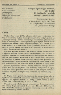 Strategia reprodukcyjna terofit&oacute;w, mity i fakty II. Amfikarpia i ewolucja strategii "pesymistycznej"