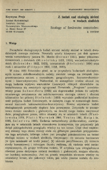 Z badań nad ekologią nicieni w wodach słodkich
