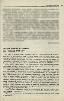 Praktyka naukowa w Kanadzie (maj-wrzesień 1984 r.)