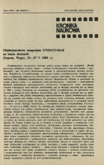 Międzynarodowe sympozjum UNESCO-MAB na temat ekoton&oacute;w (Sopron, Wegry, 23-27 V 1988 r.)