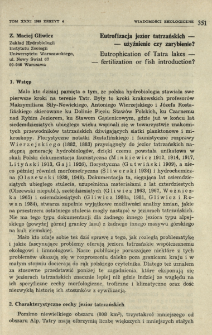 Eutrofizacja jezior tatrzańskich - użyźnienie czy zarybienie?