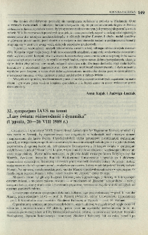 32. sympozjum IAVS na temat "Lasy świata: różnorodność i dynamika" (Uppsala, 20-26 VIII 1989 r.)