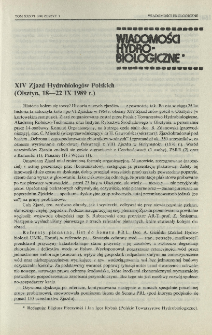 XIV Zjazd Hydrobiolog&oacute;w Polskich (Olsztyn, 18-22 IX 1989 r.)