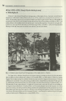 40 lat (1951-1991) Stacji Hydrobiologicznej w Mikołajkach