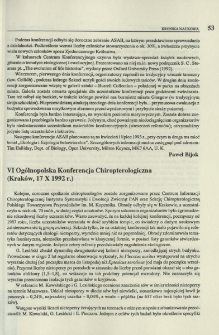 VI Og&oacute;lnopolska Konferencja Chiropterologiczna (Krak&oacute;w, 17 X 1992 r.)