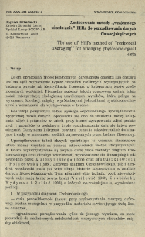 Zastosowanie metody "wzajemnego uśredniania" Hilla do porządkowania danych fitosocjologicznych