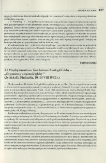 XI Międzynarodowe Kolokwium Zoologii Gleby- "Organizmy a żyzność gleby" (Jyv&auml;skyl&auml;, Finlandia, 10-14 VIII 1992 r.)