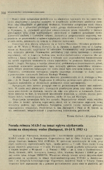 Narada robocza MAB-5 na temat wpływu użytkowania terenu na ekosystemy wodne (Budapeszt, 10-14 X 1983 r.)