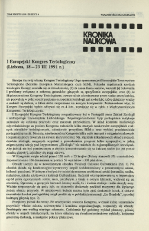 I Europejski Kongres Teriologiczny (Lizbona, 18-23 III 1991 r.)