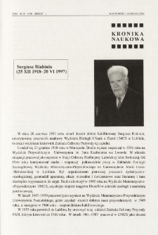 Sergiusz Rabinin (25 XII 1918-20 VI 1997)